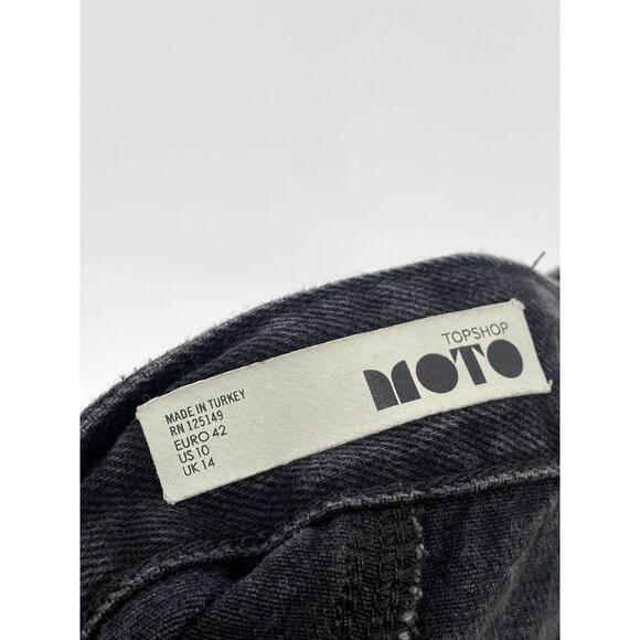 TOPSHOP MOTO Women's Black Denim Button-Up Sleeveless Mini Overall Dress SZ 10 - Picture 7 of 10